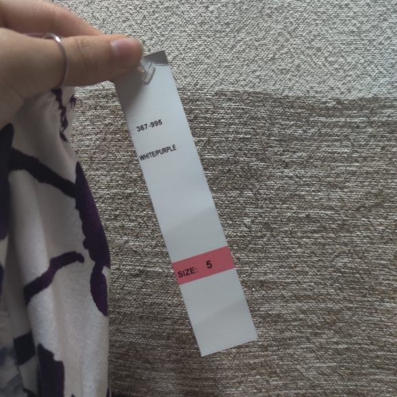 Dark Purple and White Floral Strapless Dress - Picture 8 of 8